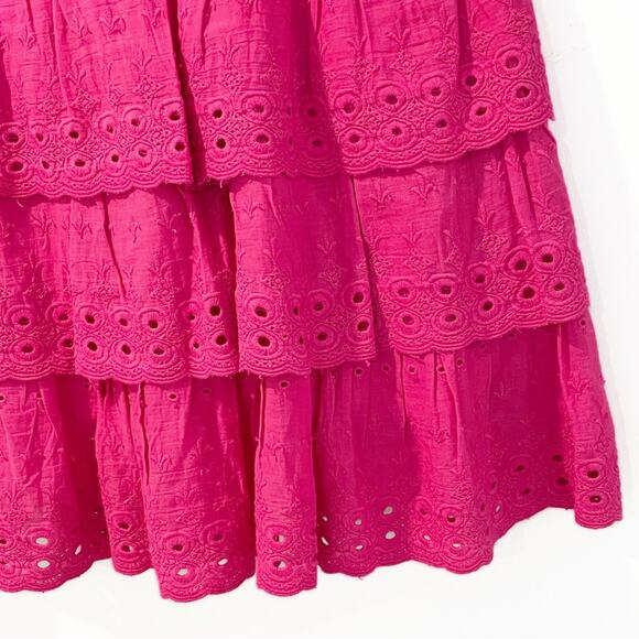 💗 3/$10 💗 House of Harlow Tiered Eyelet Skirt Fuchsia Size Small EUC - Picture 3 of 11
